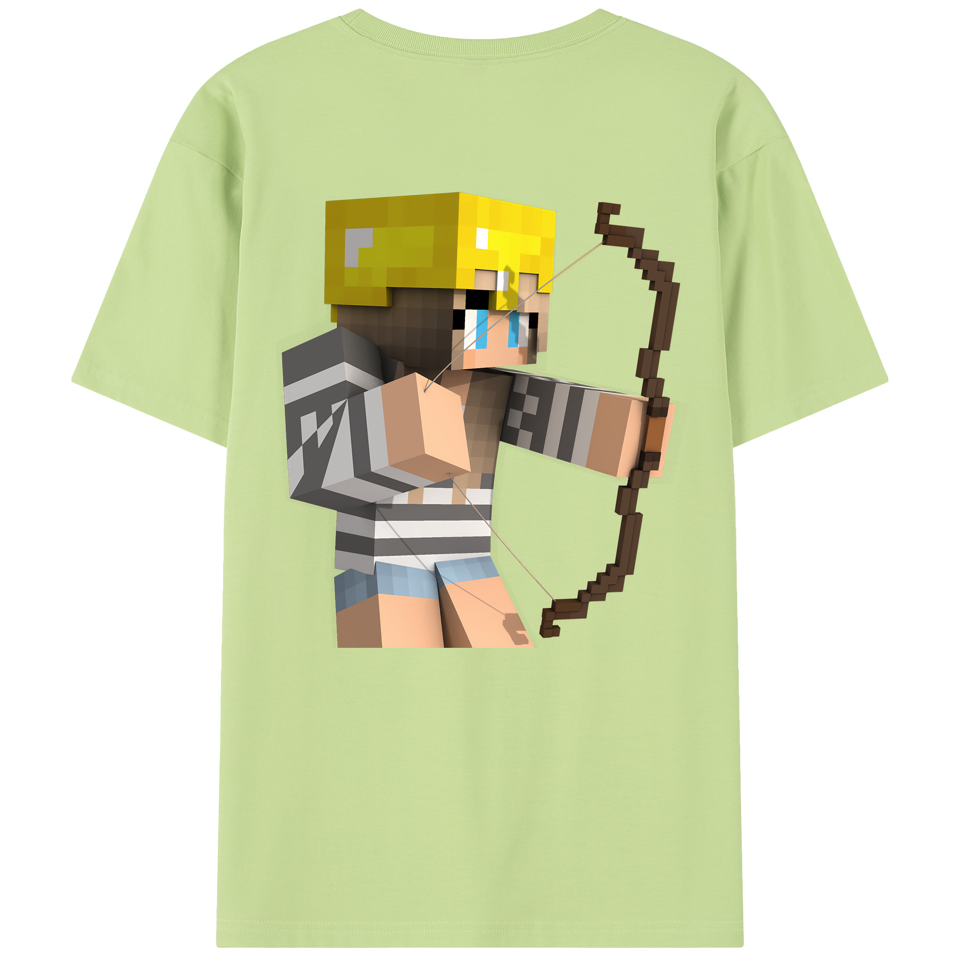（画像用） マインクラフト ブロックの世界 Minecraft MC Block world 綿100％半袖Tシャツ（背面プリント）